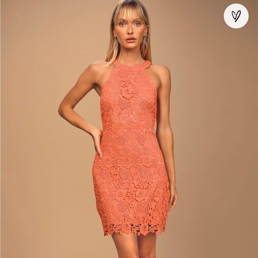 Lulus coral lace dress